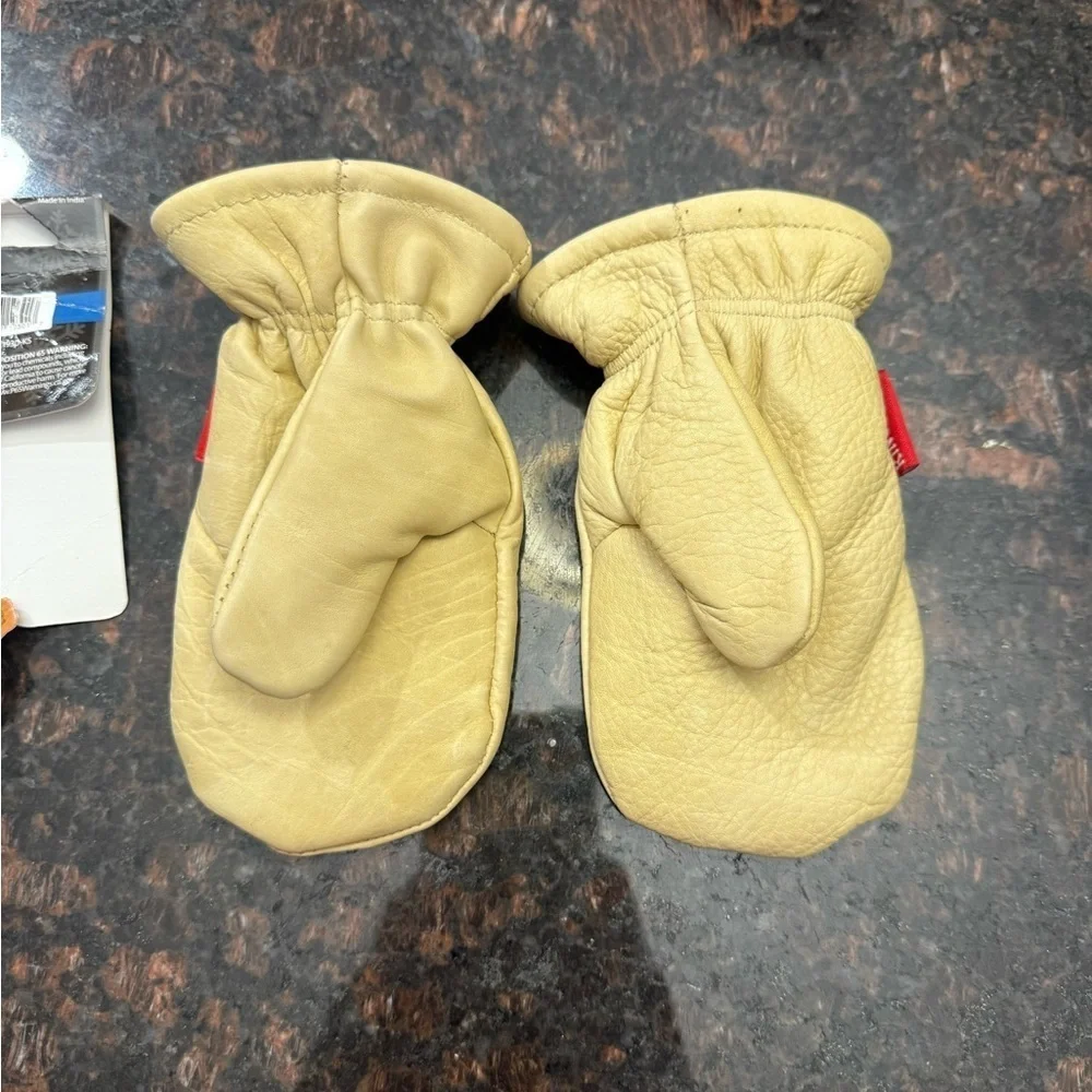 Axeman lined grain leather mitt - size kids small